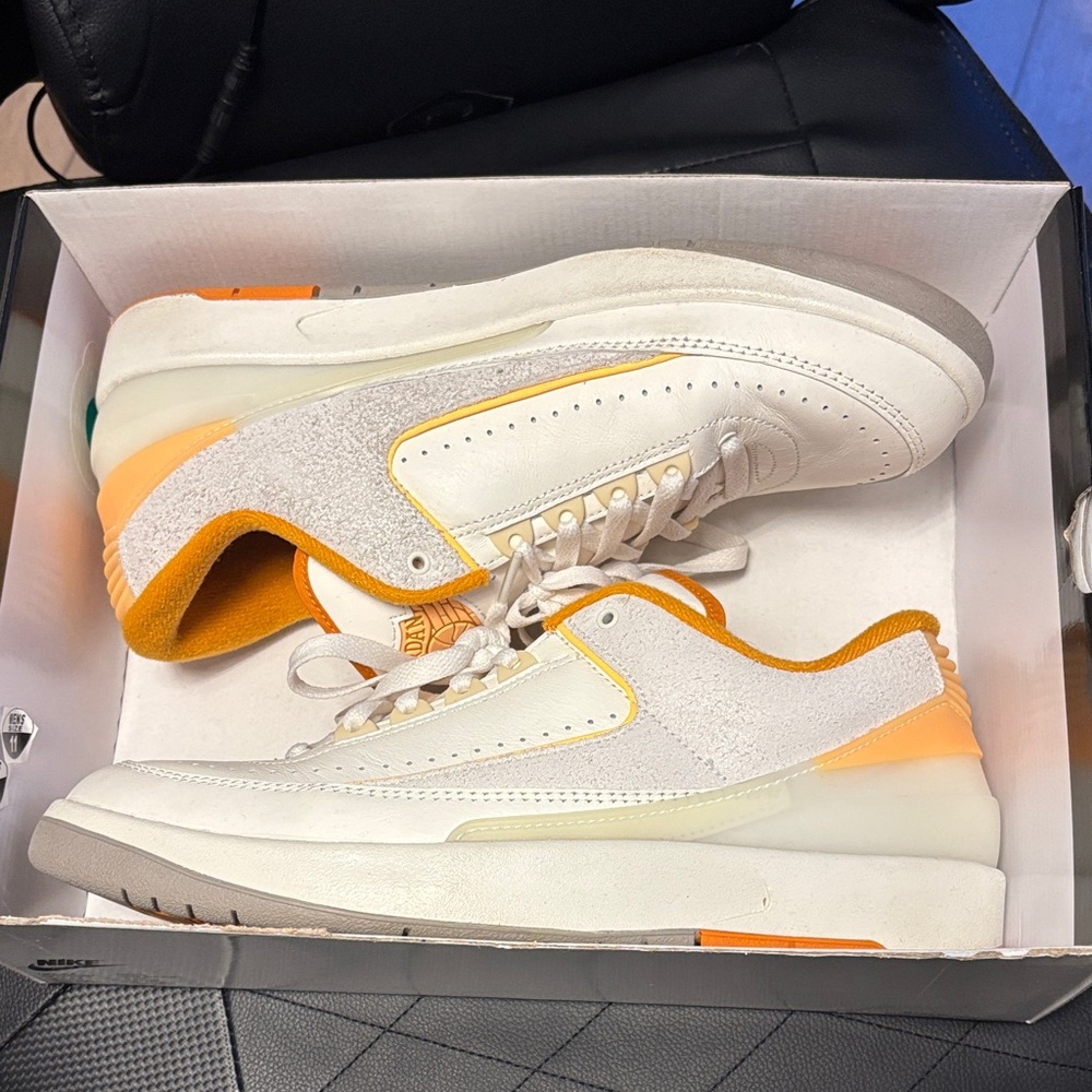 Jordan White and Orange Sneakers (Air Jordan 2 Retro Low)